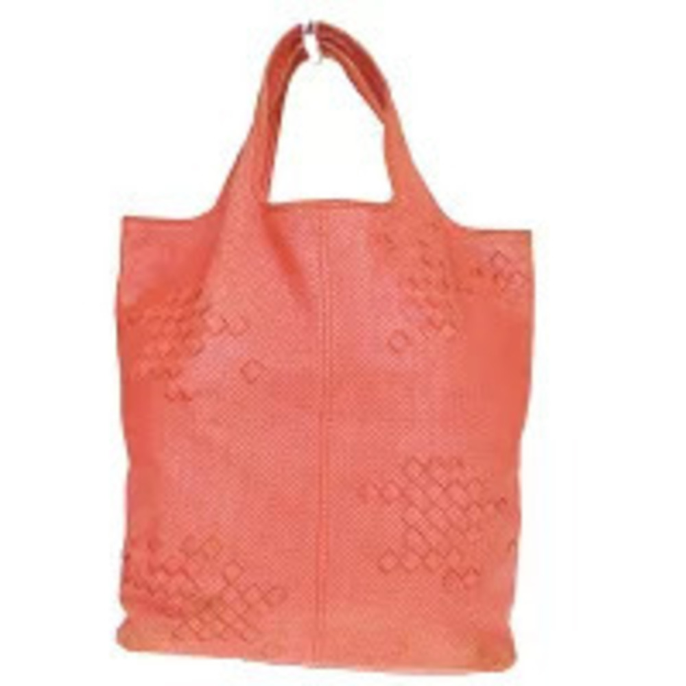 Bottega Veneta Intrecciato Perforated Leather Handbag Red